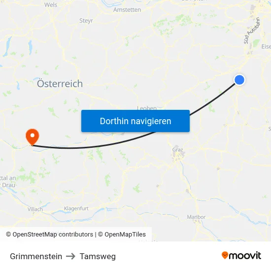 Grimmenstein to Tamsweg map