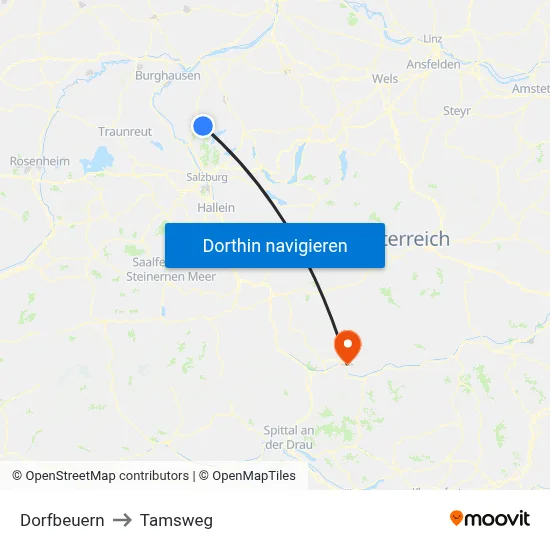 Dorfbeuern to Tamsweg map