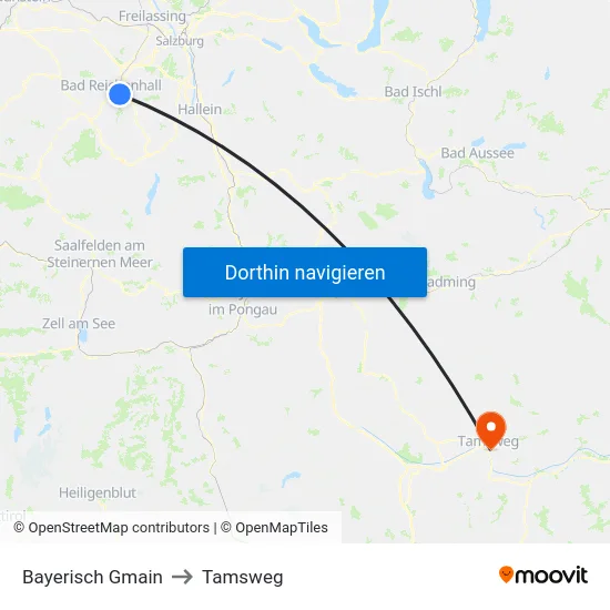 Bayerisch Gmain to Tamsweg map