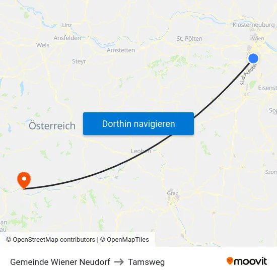 Gemeinde Wiener Neudorf to Tamsweg map