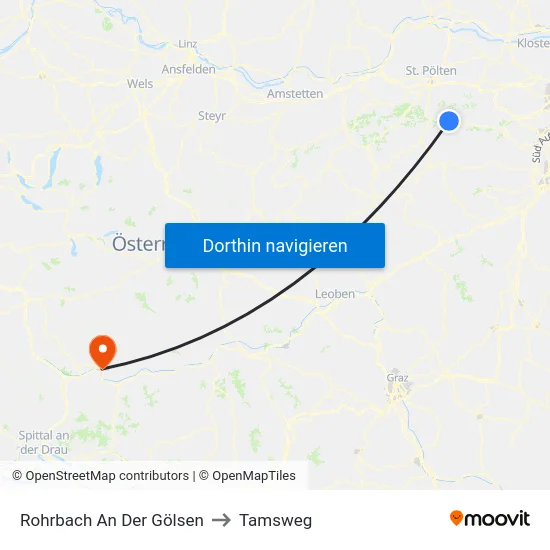 Rohrbach An Der Gölsen to Tamsweg map