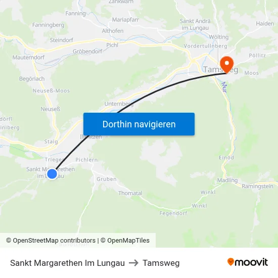 Sankt Margarethen Im Lungau to Tamsweg map