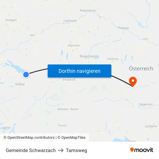 Gemeinde Schwarzach to Tamsweg map