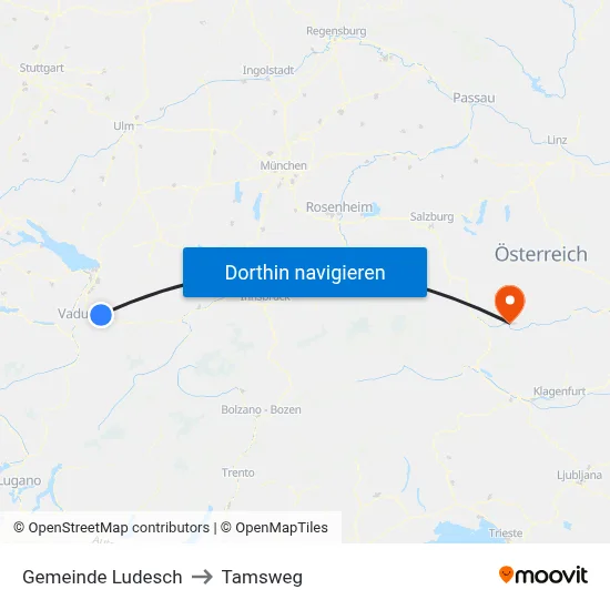 Gemeinde Ludesch to Tamsweg map