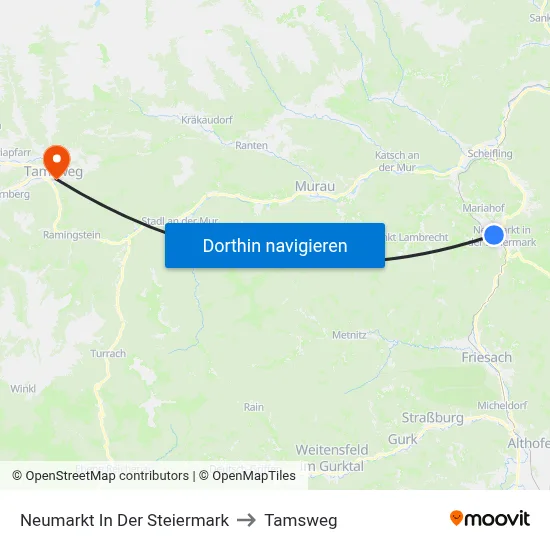 Neumarkt In Der Steiermark to Tamsweg map
