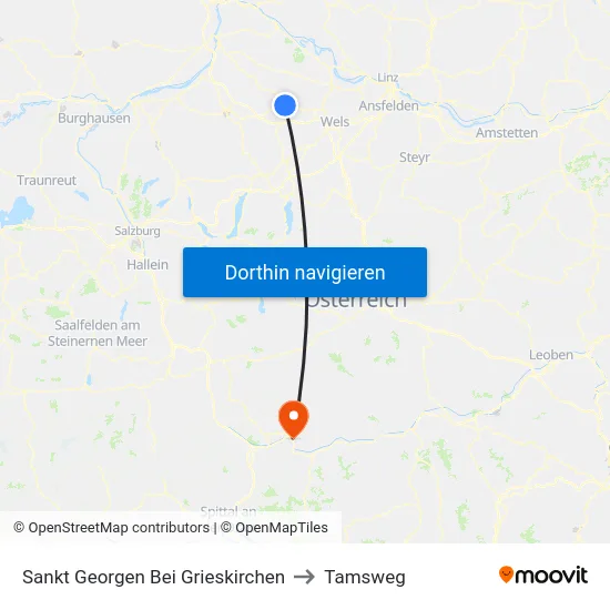 Sankt Georgen Bei Grieskirchen to Tamsweg map