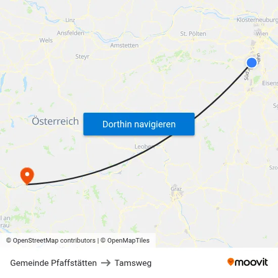Gemeinde Pfaffstätten to Tamsweg map