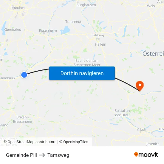 Gemeinde Pill to Tamsweg map