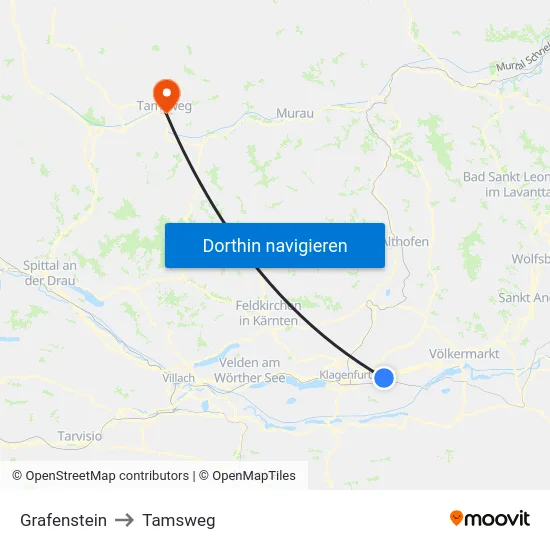 Grafenstein to Tamsweg map