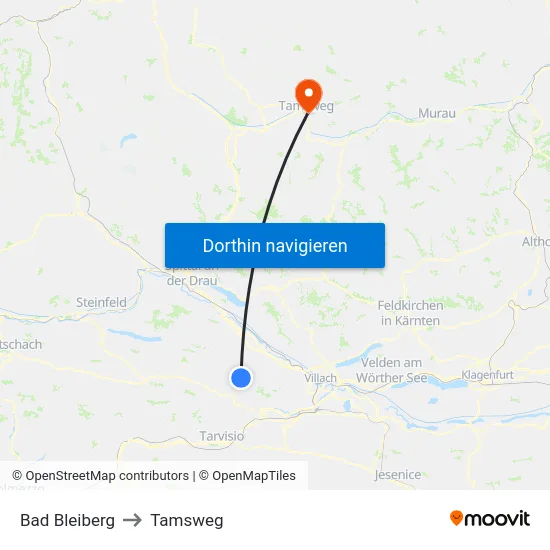 Bad Bleiberg to Tamsweg map