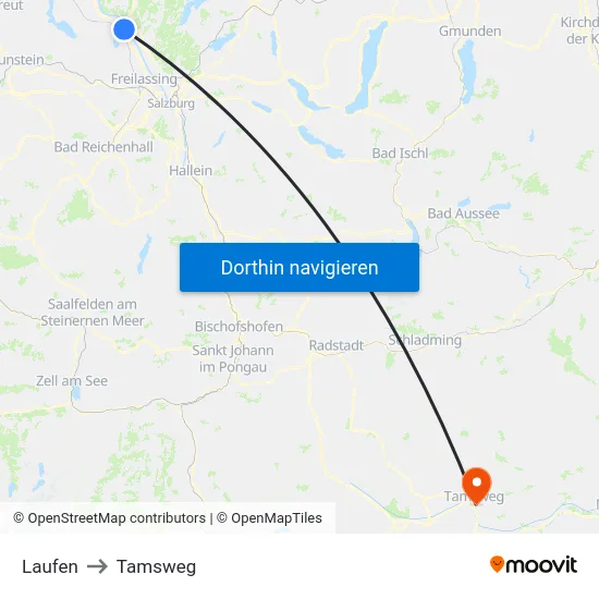 Laufen to Tamsweg map