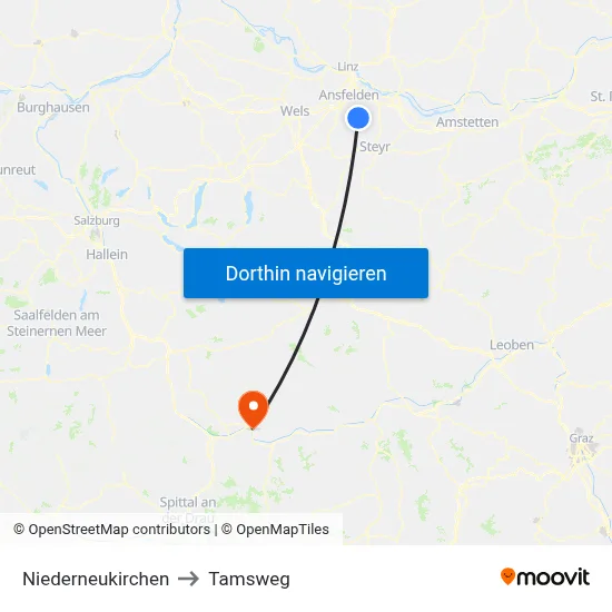 Niederneukirchen to Tamsweg map