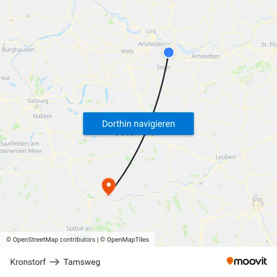 Kronstorf to Tamsweg map