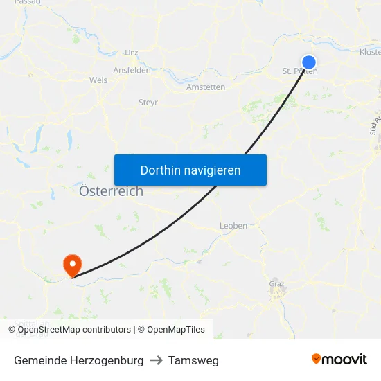 Gemeinde Herzogenburg to Tamsweg map