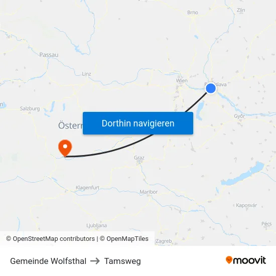 Gemeinde Wolfsthal to Tamsweg map