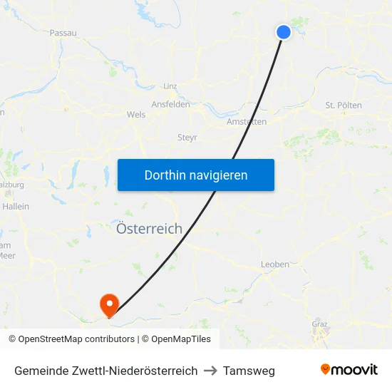 Gemeinde Zwettl-Niederösterreich to Tamsweg map