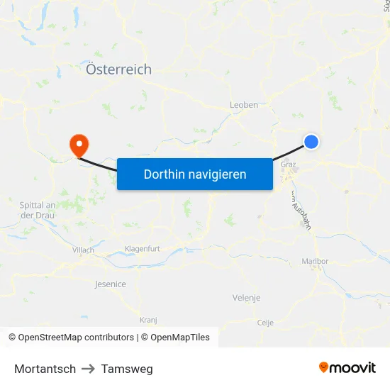 Mortantsch to Tamsweg map