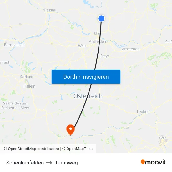 Schenkenfelden to Tamsweg map