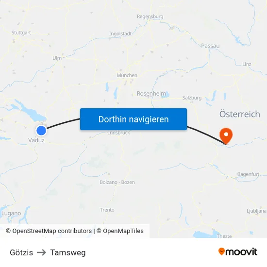Götzis to Tamsweg map