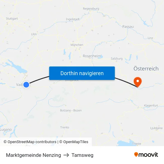 Marktgemeinde Nenzing to Tamsweg map