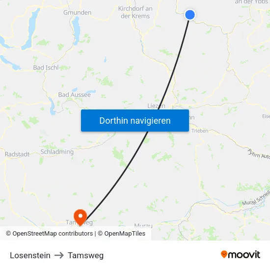 Losenstein to Tamsweg map