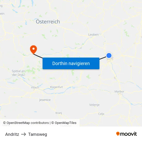 Andritz to Tamsweg map