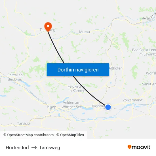 Hörtendorf to Tamsweg map