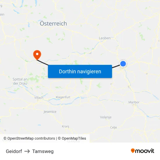 Geidorf to Tamsweg map