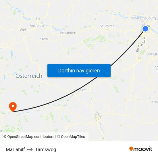 Mariahilf to Tamsweg map