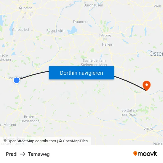 Pradl to Tamsweg map