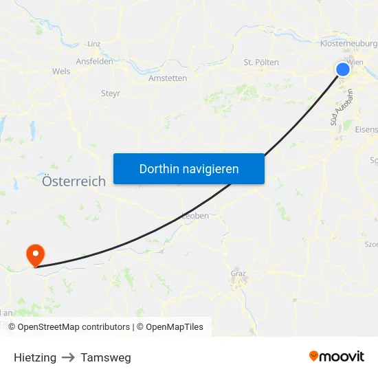 Hietzing to Tamsweg map