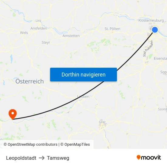 Leopoldstadt to Tamsweg map