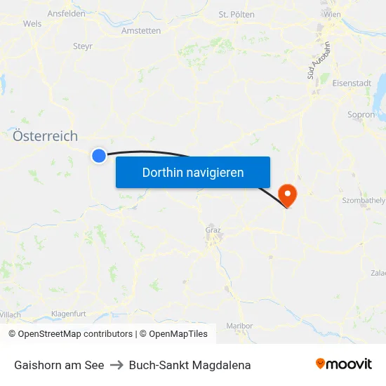 Gaishorn am See to Buch-Sankt Magdalena map