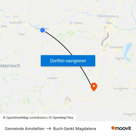 Gemeinde Amstetten to Buch-Sankt Magdalena map