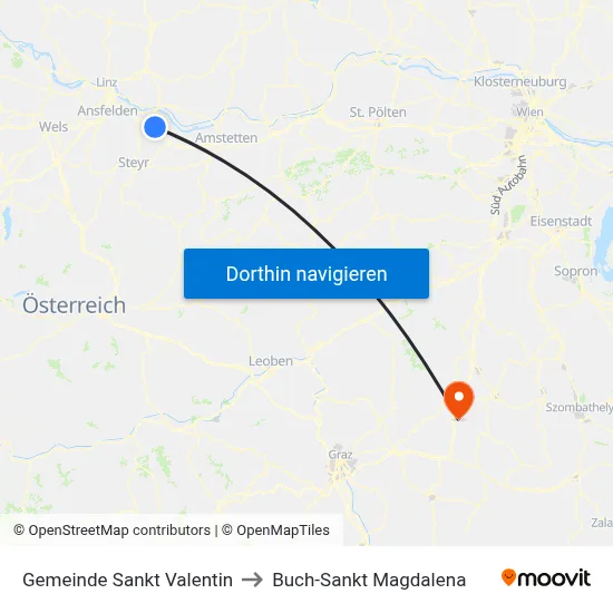 Gemeinde Sankt Valentin to Buch-Sankt Magdalena map