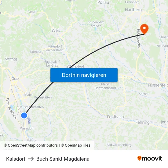 Kalsdorf to Buch-Sankt Magdalena map