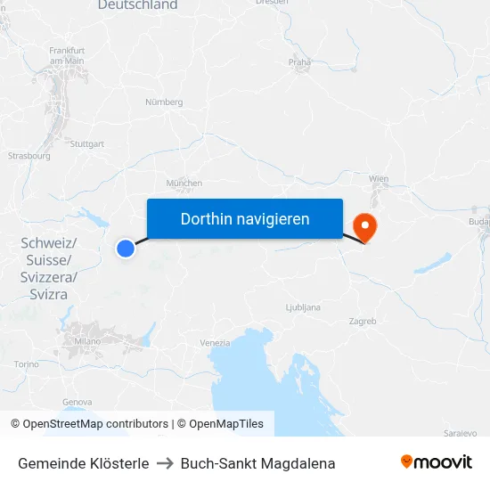 Gemeinde Klösterle to Buch-Sankt Magdalena map