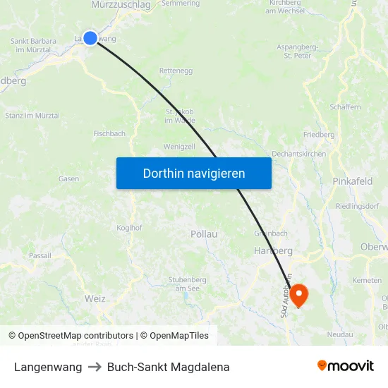 Langenwang to Buch-Sankt Magdalena map