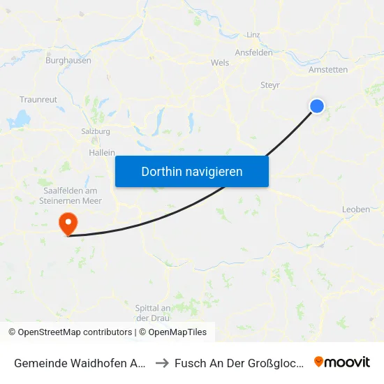 Gemeinde Waidhofen An Der Ybbs to Fusch An Der Großglocknerstraße map