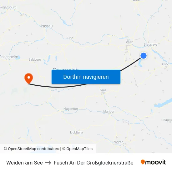 Weiden am See to Fusch An Der Großglocknerstraße map