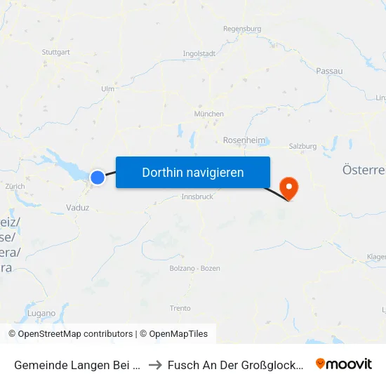 Gemeinde Langen Bei Bregenz to Fusch An Der Großglocknerstraße map