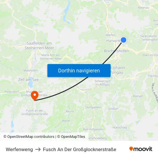 Werfenweng to Fusch An Der Großglocknerstraße map