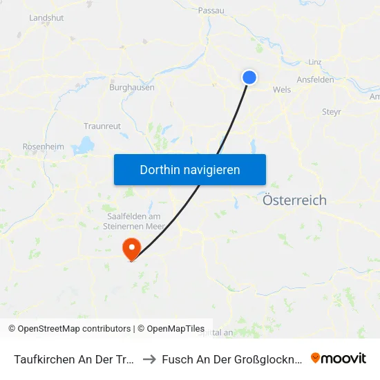 Taufkirchen An Der Trattnach to Fusch An Der Großglocknerstraße map