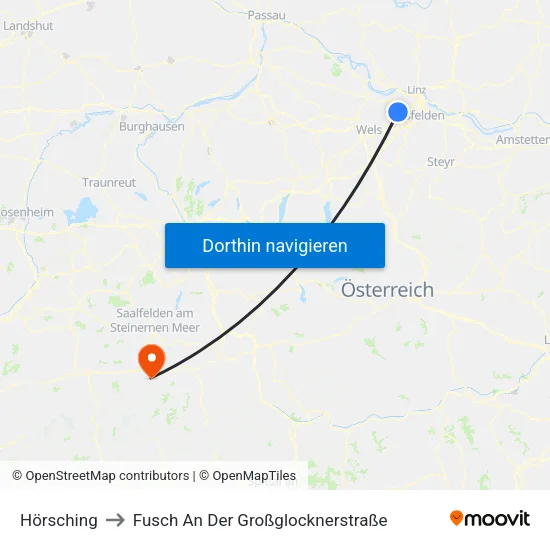 Hörsching to Fusch An Der Großglocknerstraße map