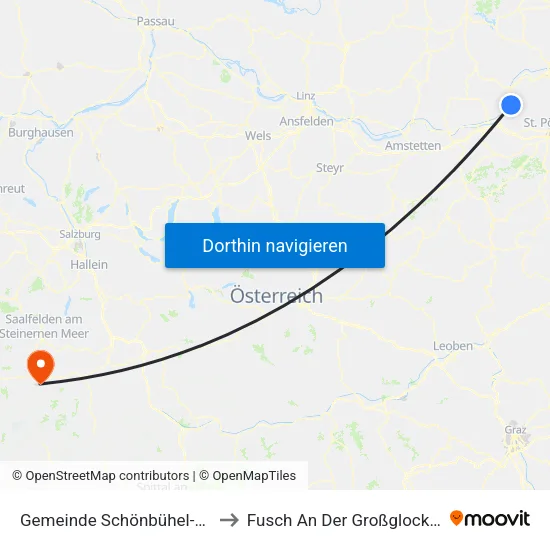 Gemeinde Schönbühel-Aggsbach to Fusch An Der Großglocknerstraße map