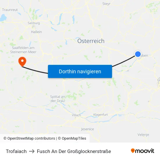 Trofaiach to Fusch An Der Großglocknerstraße map