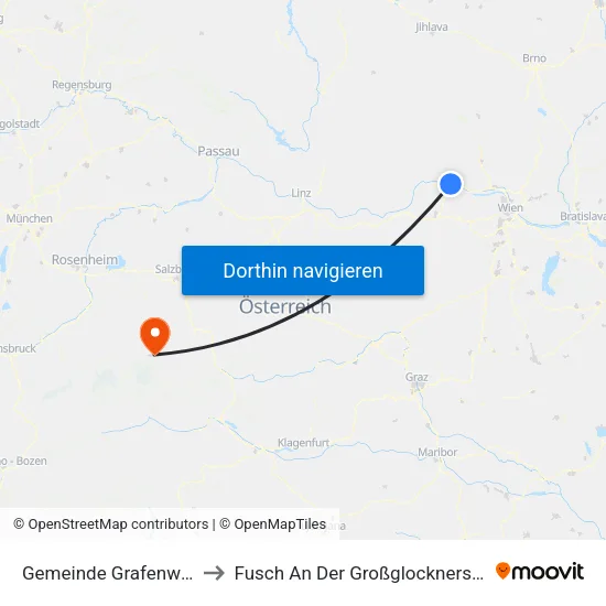 Gemeinde Grafenwörth to Fusch An Der Großglocknerstraße map