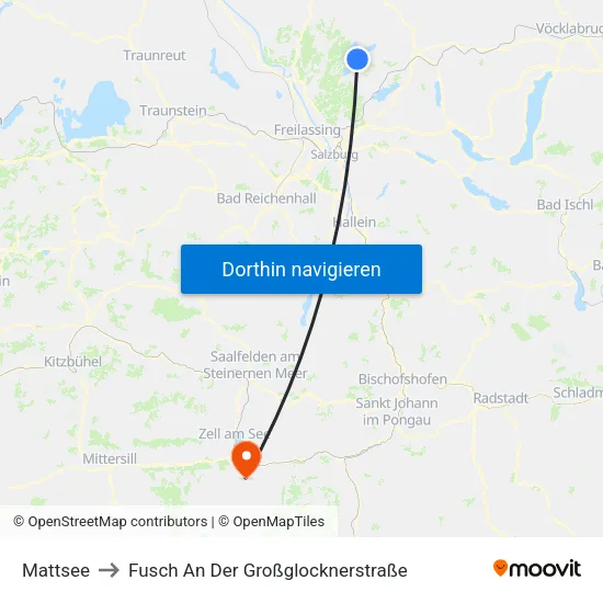 Mattsee to Fusch An Der Großglocknerstraße map