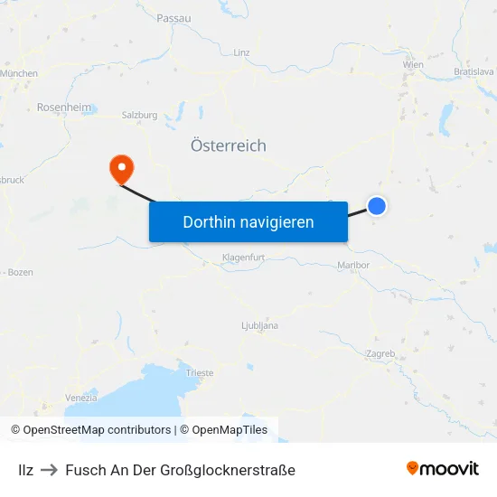 Ilz to Fusch An Der Großglocknerstraße map