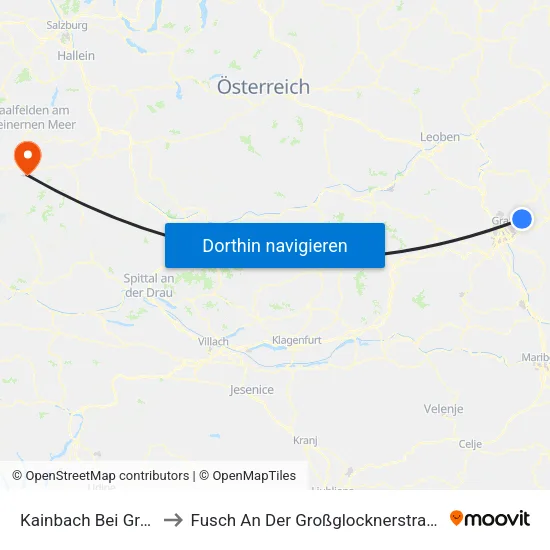 Kainbach Bei Graz to Fusch An Der Großglocknerstraße map